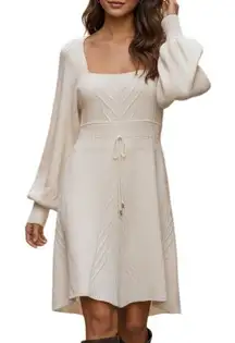 Free People Emmaline Cable Knit White Mini Dress L