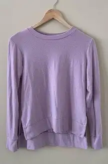 Lavender Side Slit Long Sleeve Pullover