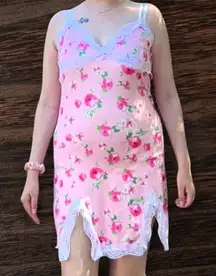 SHEIN Pink Floral Lace Chemise