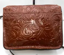 Patricia Nash Florence Embossed Florentine Leather Crossbody Bag Brown