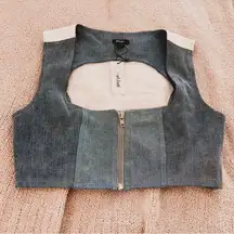 Nastygal Denim Zip Through Patchwork Corset Western Nashville Jean Top NWT