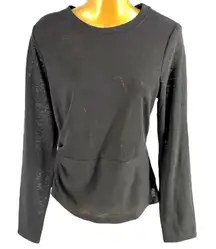 Sanctuary Black Long Sleeve Ruched Side Sheer Knit Top Womens Size M