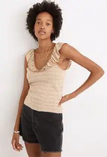 Madewell Belhaven Ruffle Wool Blend Sweater Tank in Stripe‎