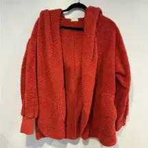 Red fuzzy oversized cardigan