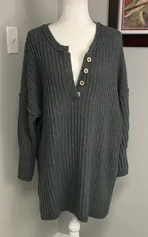 Free People intimately womens oversized Henley sweater size Medium ribbed tunic