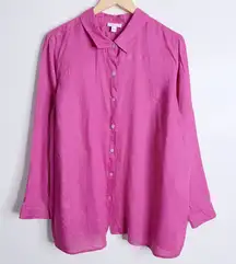 J. Jill Love Linen Blouse Fuchsia XL Breathable Dressy Casual Lightweight Airy