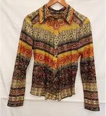 Eva Varro Bohohemian Tapestry All Over Print‎ Long Sleeve Shirt Large Handcraft