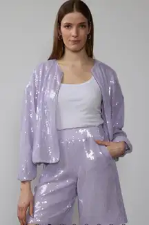 NY&C New York & Company Sequin Shorts Lilac Purple Party Sparkly XL