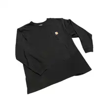 black loose fit long sleeve t-shirt with front breast pocket 🔥