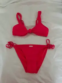 Xhilaration Xhileration Hot Pink Ribbed Knot Bikini