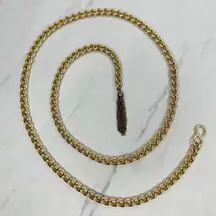 Gold Tone Tassel Charm Metal Chain Link Belt Y2K Festival Small/Medium (S/M) ✨