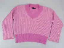 Apparis Anita Sweater Pink Women’s Medium V-Neck‎ Polyester Knit