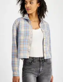 Self Esteem Juniors Plaid Cropped Top Size Large NWT