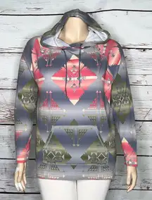 Chaps Size XL Aztec Print Thermal Waffle Knit Hooded Top