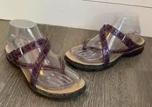 Ecco Purple Print SlipOn Adjustable Strap Sandals Women’s Size 37