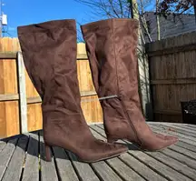 A new day womans Boots Brown faux suede size 9.5 wide knee high winter fall nwt