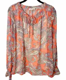 33  Skies Are Blue Paisley Peasant Top size M