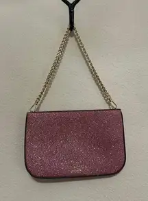 NEW Kate Spade Glimmer Glitter Shoulder Bag Pink Sparkly Purse Gold Chain