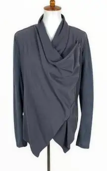 [BLANKNYC] Gray Faux Suede Draped Waterfall Jacket Women’s Medium Open Front