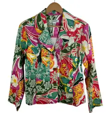 Coldwater Creek Floral Paisley‎ Jacket Sz M Multicolor Maximalist Retro Colorful