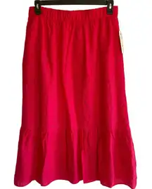 Time And Tru Maxi Eyelet Skirt Women’s M (8-10) Moda Lipstick Lined Pockets