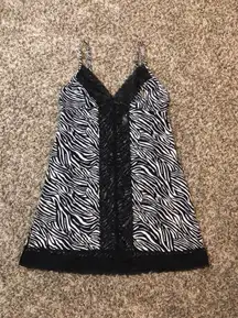 Fredericks of Hollywood vintage zebra print lace mini slip dress