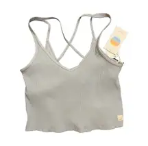 Vuori Women’s Rib Crop Tank Light Cloud Blue Size Large New w/tag  $64