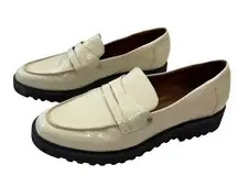 Franco Sarto Cassandra Loafers Lug Sole Platform Patent Leather Cream Women  7.5