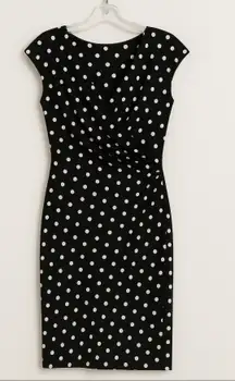 Ralph Lauren Black and White Polka Dot Sheath Dress