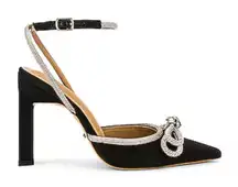 Anthropologie Tony Bianco Elsie Black Satin Heels Size 8