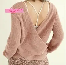 Blush Criss-Cross Twist Wrap Open Back Off-The-Shoulder Sweater M