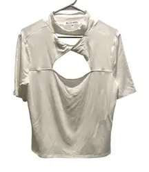 WALTER BAKER Shelby Cream Mock Neck Twisted Cutout Short Sleeve T Shirt Top XL