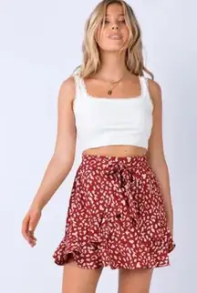 ✨ Polly Red Ruffle Tie-Front Leopard Print Skirt✨