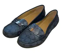 COACH Signature Olive 7.5 B Jacquard Black & Smoke Women's‎ Driving Loafer Logo