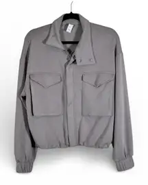 Yogalicious Grey Softlite Scuba Autumn Jacket Womens S Bomber Athletic Casual