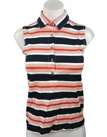 Tory Burch Sport Multicolor Striped Collared Sleeveless Activewear Yoga Shirt S