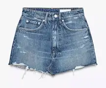 ZARA DENIM TRF RIPPED MINI SKIRT