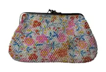 Vintage White Pink Red Blue Lumured Corde Bead Bag Hand Bag Wallet Coin Purse