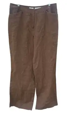 J. Jill 100% linen super wide leg high rise brown Lagenlook 628