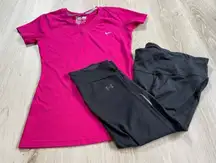 Nike and Under Armour XS‎ T-shirt and Crop Leggings Lot