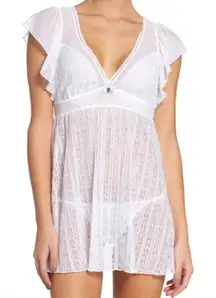 Betsey Johnson White Lace Flutter Babydoll Chemise S