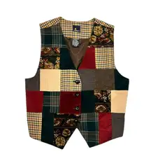 ★ Liz Claiborne Vintage Patchwork Plaid, Floral, & Houndstooth Patterned Vest ★