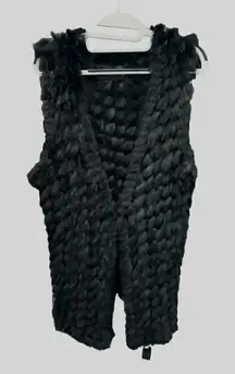 Belle Fare Long Wool Knitted Rabbit Fur Vest