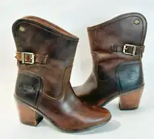 Harley Davidson Brown Leather Western Boot with Stacked Heel size 5.5