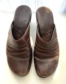 Clarks 75178 Stitched Plain Toe Inlay Casual Wedge Mules shoes Womens 7.5