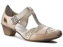 RIEKER Black Leather Mary Janes Size 38/8 B36