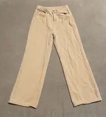 Beige Wide-Leg Jeans 