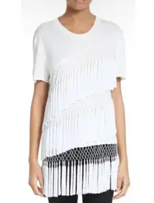 NWT  Lora Boho Country Western Tassel Fringe Tunic Top in White