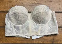 Adika Lace Cream Tan Strapless‎ Bustier Bra Crop Top Size Medium Beige