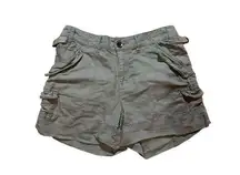 Free People  Womens Linen Blend Shorts Brown Flap Pockets Cargo Sz 4